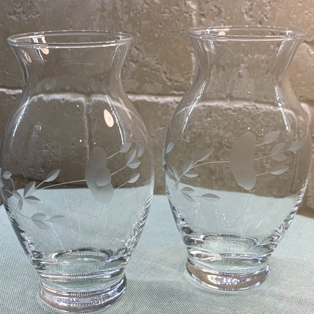 Vintage Set of 2 Princess House Crystal Small Vases